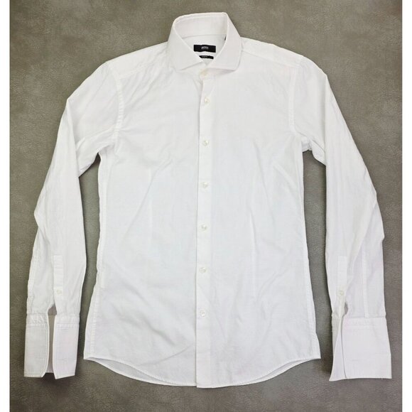 Hugo Boss Slim Fit Size 15 Euro 38 Mens White French Cuff Spread Collar Shirt - Picture 1 of 10